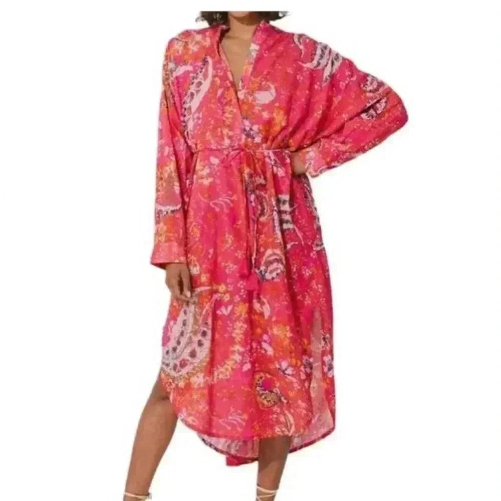 Cleobella Women's Red Rohita Kaftan Dress xs‎